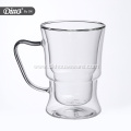 Double Wall Insulated Glass Coffee Mug with handle